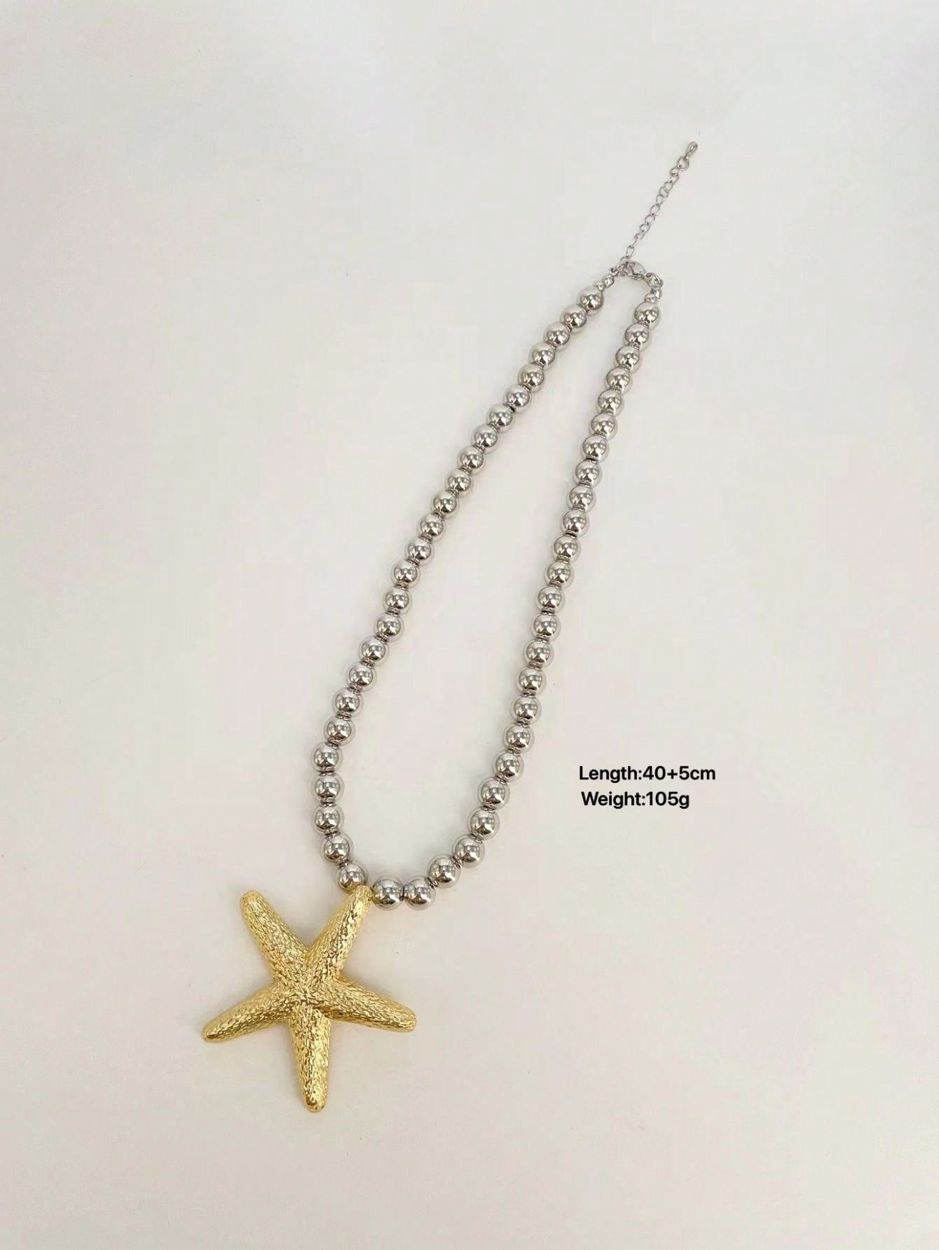 Holiday, Street Occasion Marine Style Simple Style Starfish Conch Imitation Pearl Alloy Wholesale Pendant Necklace