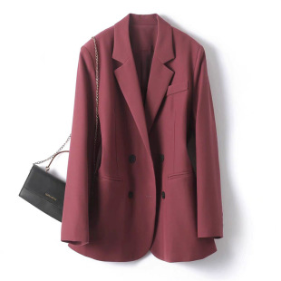 Black Small Suit Jacket Women's Spring and Autumn Korean Style Loose Elegant All-match Double-breasted Casual Professional Suit Jacket New