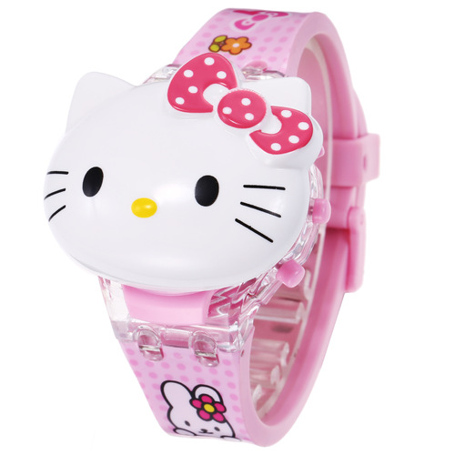 Cartoon 3D music watch 24 pictures with flip cover creative children's luminous watch animation electronic toy gift wholesale