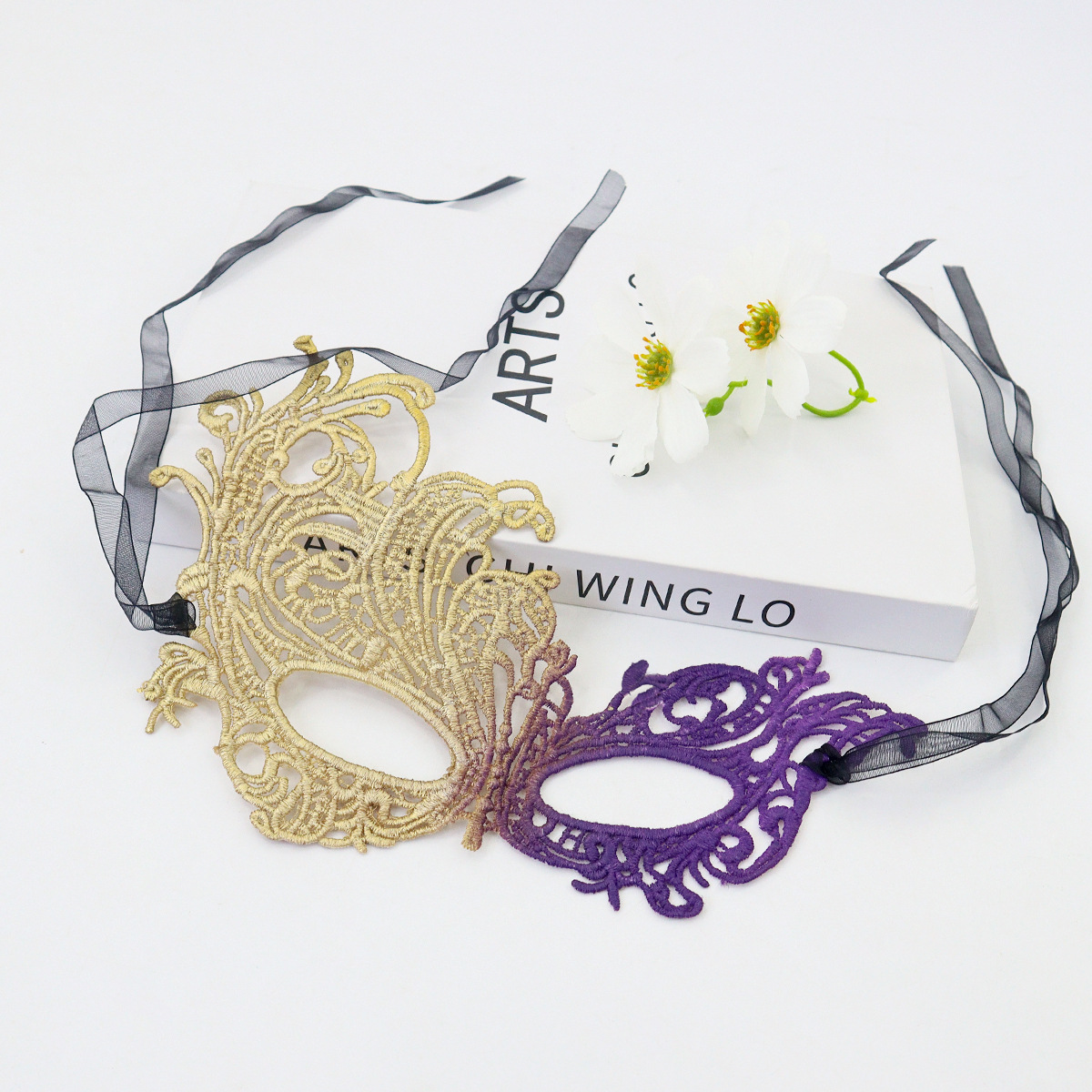 Carnaval transfronterizo encaje máscara de Phoenix dorado púrpura fiesta de cambio de mitad de cara baile de maquillaje máscara de mitad de cara sexy