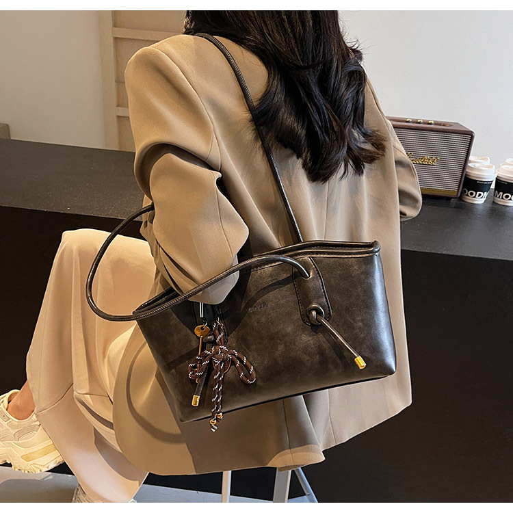 Borsa a tracolla semplice da donna, in PU, con texture retrò, casual, per pendolari, primavera ed estate, personalità europea e americana_voghion.com