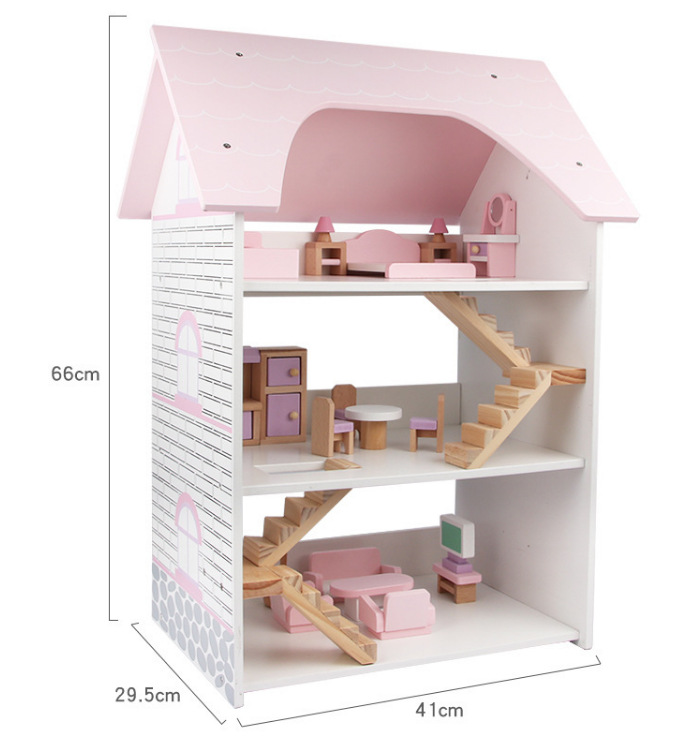 Niños bricolaje madera gran princesa villa castillo casa de muñecas simulación casa de madera muebles de habitación jugar a la casa juguetes