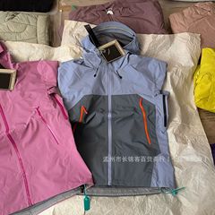 户外SL硬壳压胶刺绣户外外套防风保暖百搭冲锋衣男女夹克朝霞粉