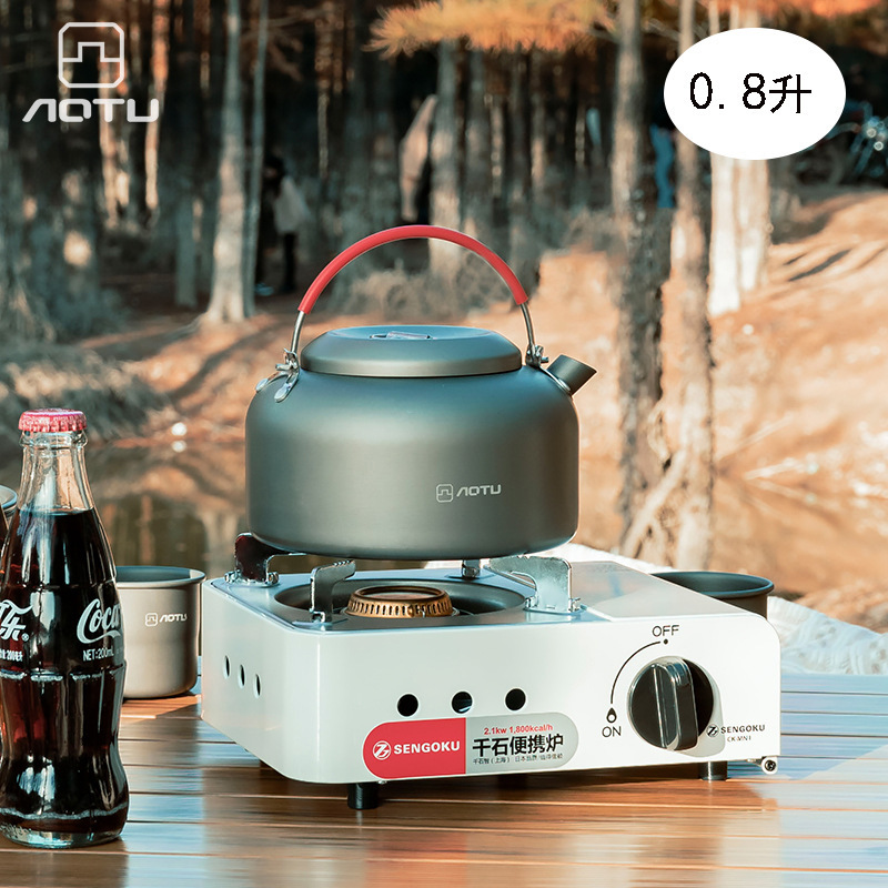 Outdoor 0.8L Kettle Making Tea Outdoor Portable Stove Cooking Alcohol Small Teapot Camping Boiling Water Coffee Pot