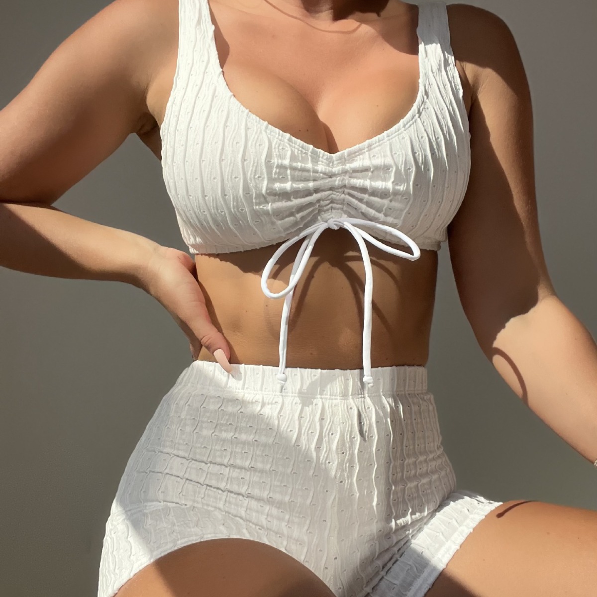 GraceChic 2024 Swimsuit For Women, High-End European And American Style, Solid Color Push-Up Swimsuit, Sexy Bikini Two-Piece Set_voghion.com