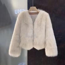 反季清仓仿狐狸毛皮草外套女短款2025秋冬新款韩版百搭系带厚上衣