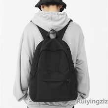 日系书包女大学生简约纯色电脑背包情侣百搭双肩包男大容量出游包