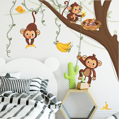 尚易SPZ-S0468玩耍的猴子牆貼自粘客廳背景牆裝飾跨境批發牆貼紙