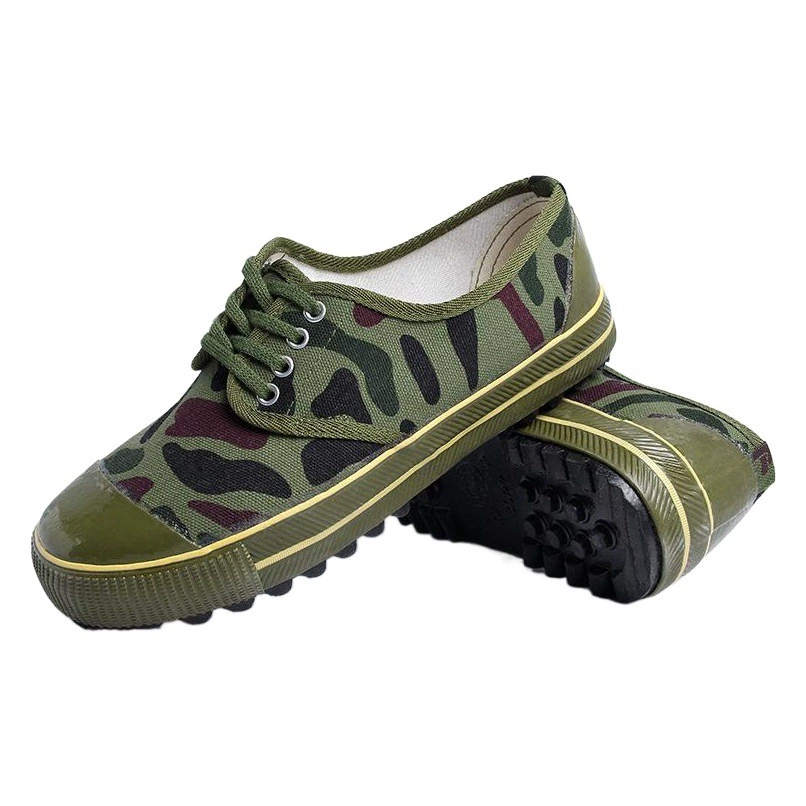 Стенд оптом Военная тренировочная обувь женская Охрана труда Мужской камуфляж холст обувь освобождения Желтая резиновая обувь Строительная площадка Run Jianghu 90 цветов низкий