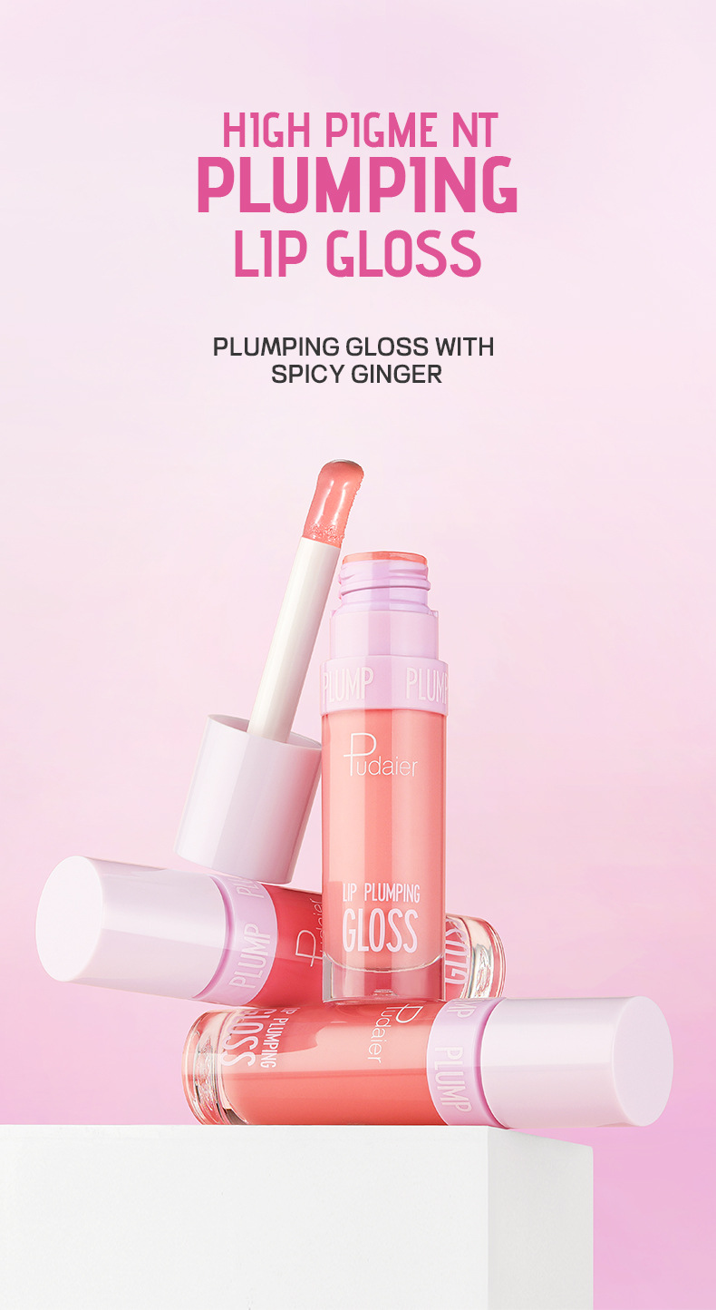 Pudaier Lip Plumping Gloss Moisturizing Ginger Non Fading Lipstick_voghion.com
