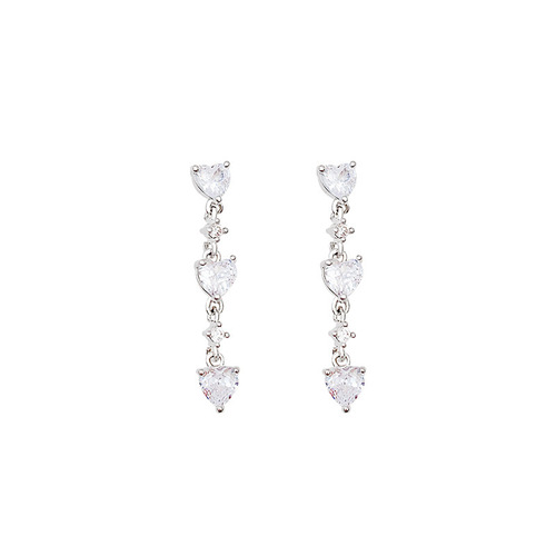 925 silver needle Korean version light luxury love pearl earrings women's ins style high-end zircon earrings personalized earrings