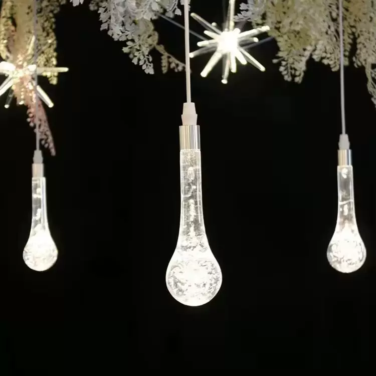 婚庆吊顶装饰水滴吊灯婚礼布置道具挂灯装饰灯LED灯串