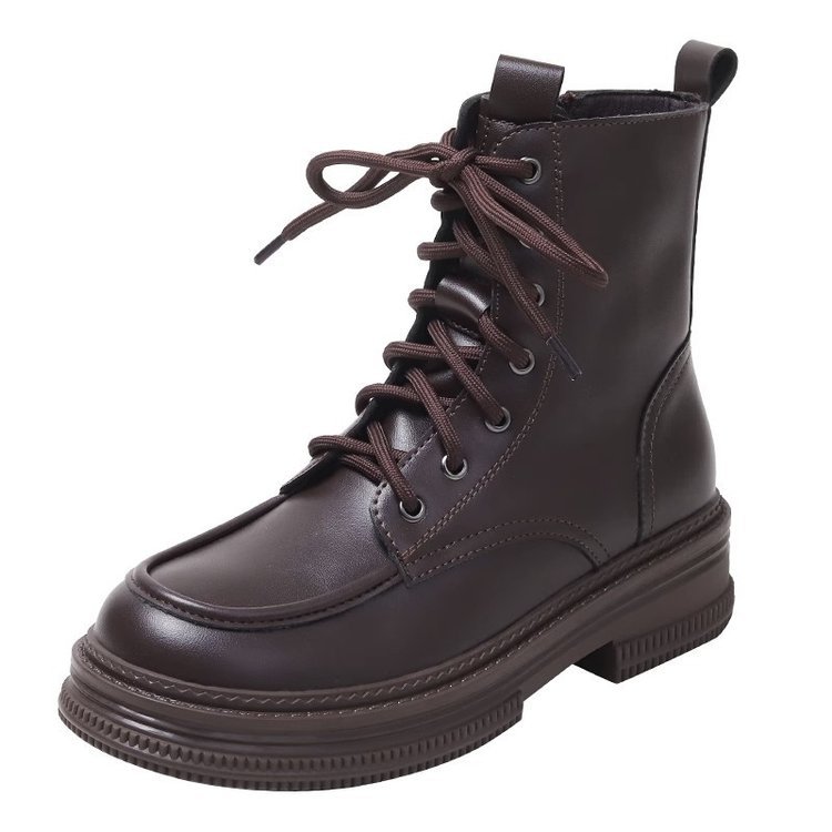 2023 Autumn/winter New Single Boot Brown Short Tube Internet Red Versatile Casual Plush Short Boots_voghion.com