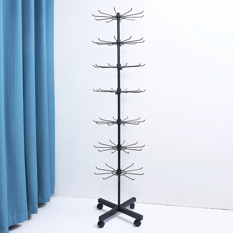 Display Stand Floor Rotating Seven-Layer Storage Rack Jewelry Socks Supermarket Snack Hook Phone Accessories Turntable Rack