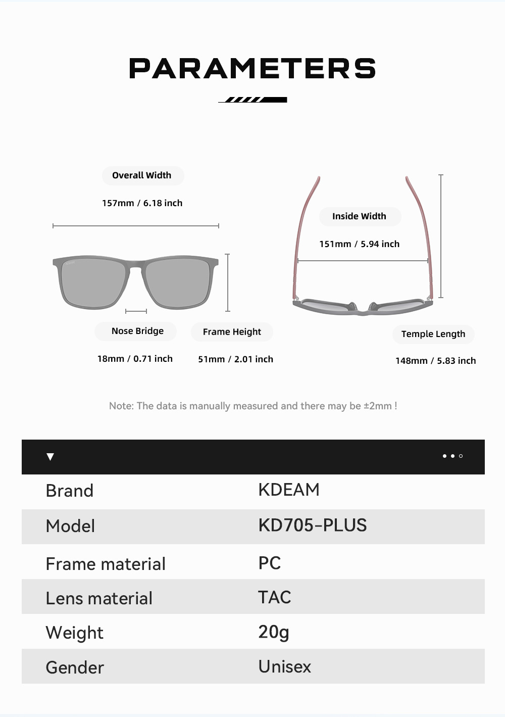 KDEAM New Large Size Square Polarized Sunglasses Outdoor UV Protection Fishing Driving Glasses KD705-PLUS