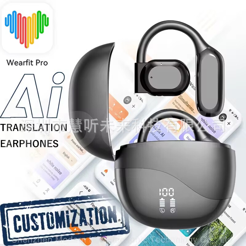 Cross-Border Popular M62 Ear-Mounted Multi-Language Real-Time Translation Bluetooth Headset Open-Type Long-Lasting Ows Wireless Reduction