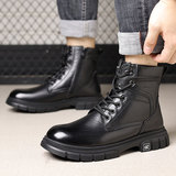 Martens, кожаные утепленные удерживающие тепло сапоги для отдыха, высокая обувь, воловья кожа, из натуральной кожи