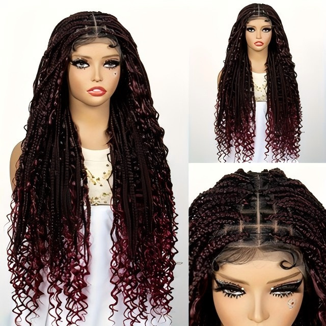 クロスボーダー起爆かつら欧米のお下げの頭カバー全レース化繊かぎ針髪Box Braids Wig|undefined