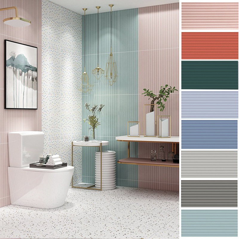 Pink Macaron Background Wall Tiles with Concave-Convex Wave Pattern for Bathroom and Kitchen, Full Ceramic Solid Color Wall Tiles 300X600 Pink Macaron Background Wall Tiles with Concave-Convex Wave Pattern for Bathroom and Kitchen, Full Ceramic Solid Color Wall Tiles 300X600