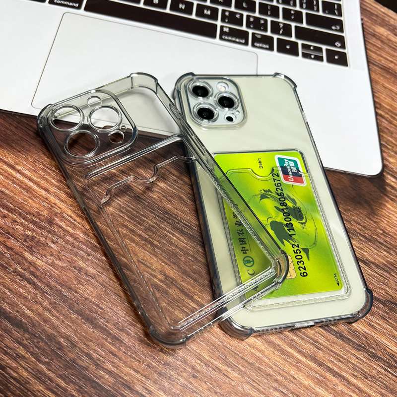 Apple 15Promax カード 16Plus カードホルダー透明ブラック 12 落下防止 iPhone17 携帯電話 11 保護カバーに適しています。|undefined