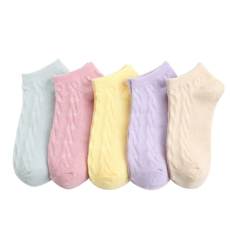 Women's Boat Socks, Cotton Candy Solid & Pattern Patterns, Low-Cut Invisible, Assorted Colors
