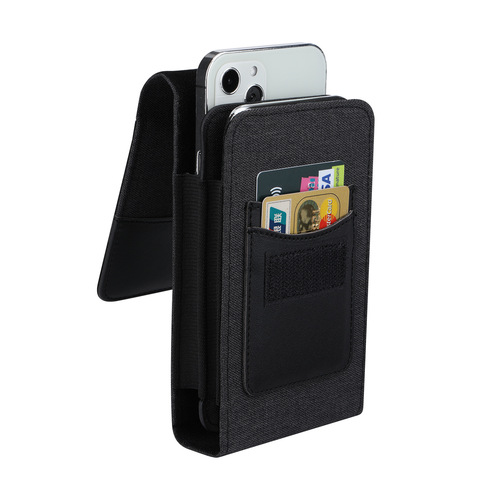 Suitable for 15Pro Oxford cloth waist bag mobile phone leather case Samsung flip nylon cloth double layer bag universal protective cover