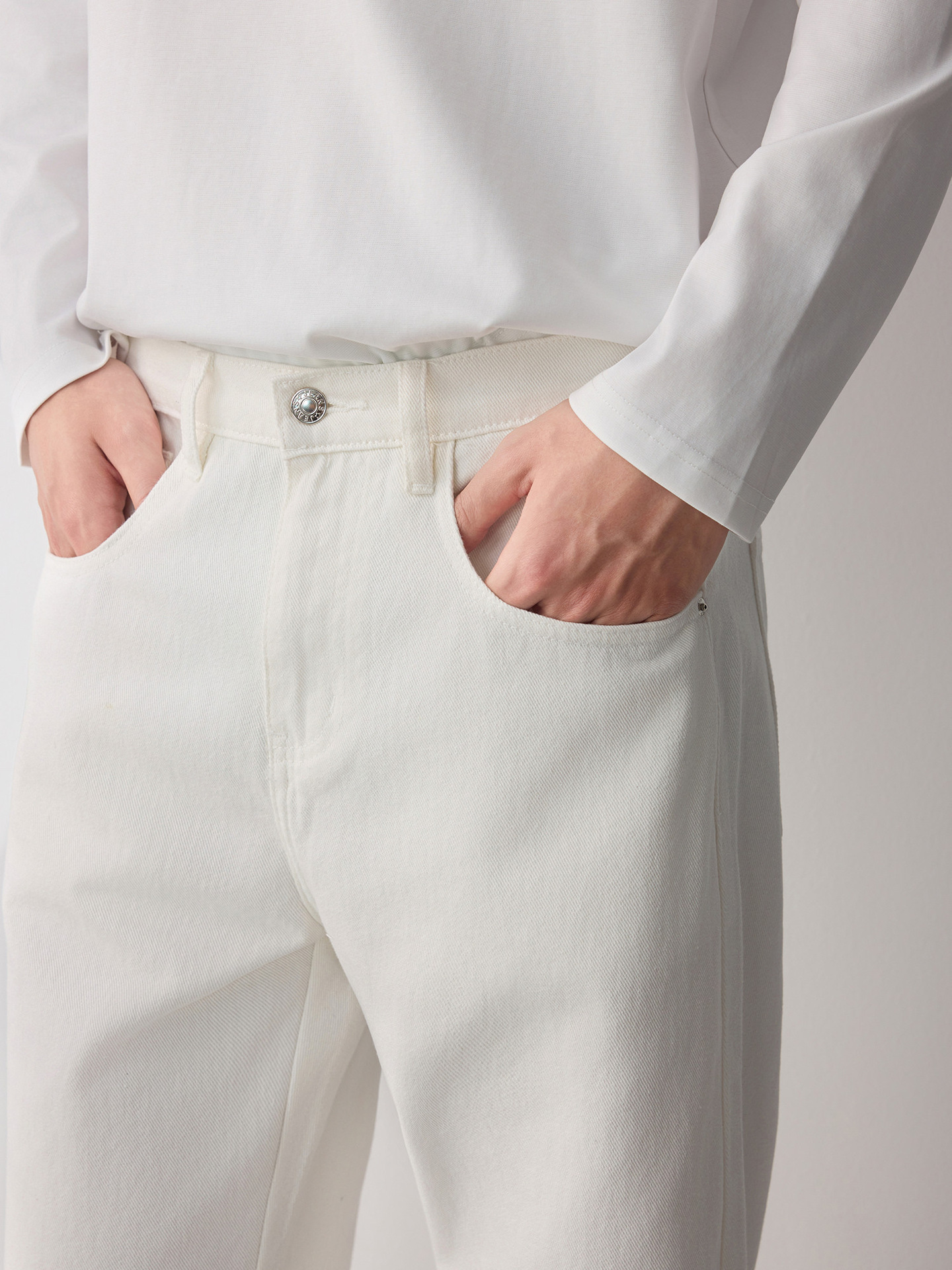 Quần jean nam slim công sở cotton cao cấp — trắng