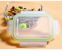 透气款乐扣玻璃保鲜盒微波炉饭盒收纳密封盒盖子配件四面扣多尺寸