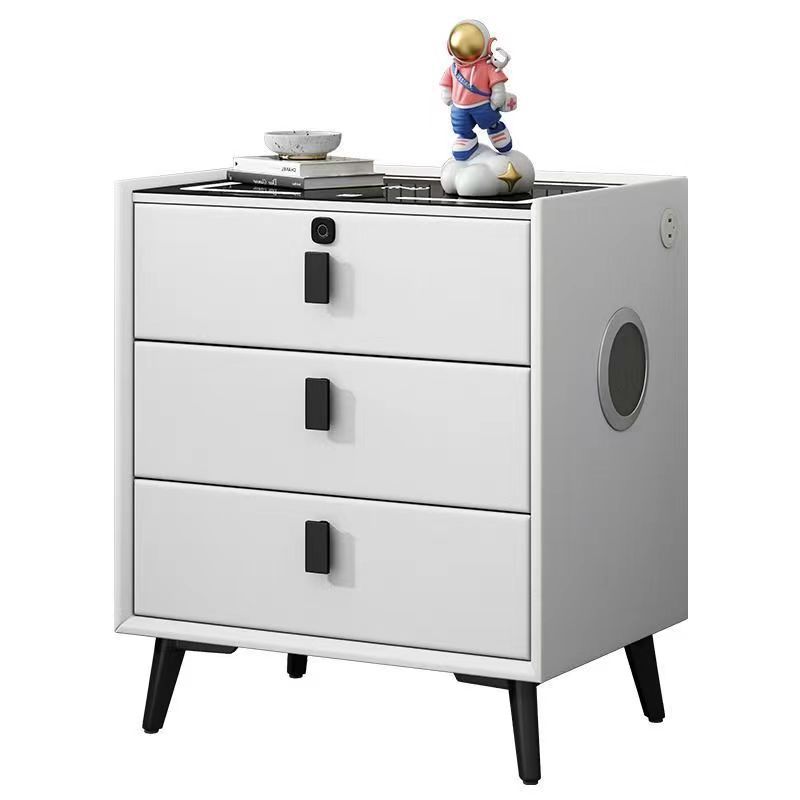 Mesa de cabecera inteligente de madera sólida de tres tiros gabinete multifuncional para dormitorios domésticos muebles modernos y simples armario de cabecera