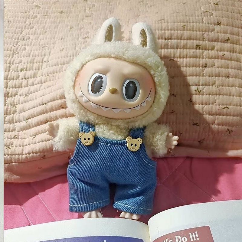 Solo ropa] bolsa de 17cm colgada Rabob Blind Box Macaron Labubu Little Vaca Set Muñeco de peluche