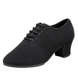 Latin Dance Shoes Women's Adult Modern Trading Teacher Dance Shoes Oxford Cloth Medium Heel T1B Two Point Bottom