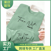 �羳 Women's Letter Print Round Neck Long Sleeve Sweatshir