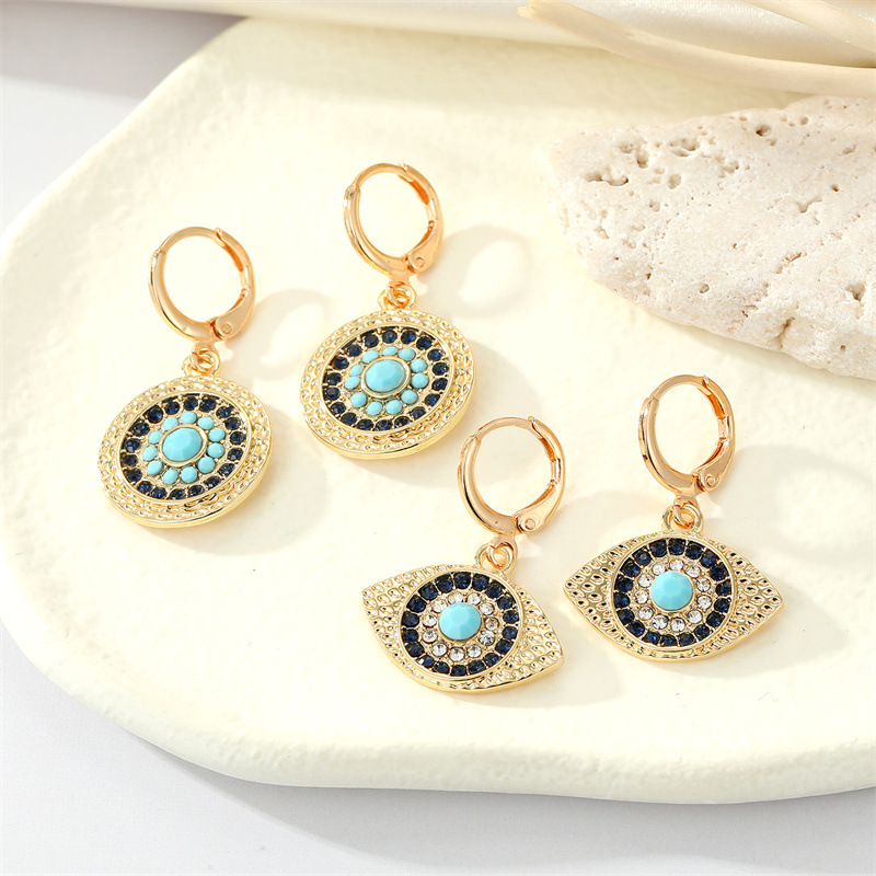 8g Weight No Inlaid Inlay Material Ethnic Point Rhinestone Sun Retro Devil's Eye Pendant Earring