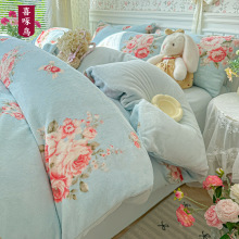 牛奶绒床品四件套秋冬加厚加绒被套单件印花舒适保温全棉四件套