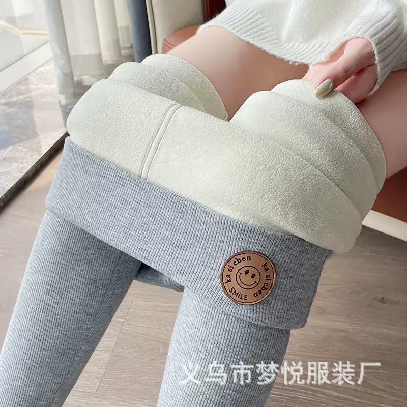 特厚羊羔绒加绒加厚螺纹打底裤女高腰冬季外穿保暖长裤新款棉裤
