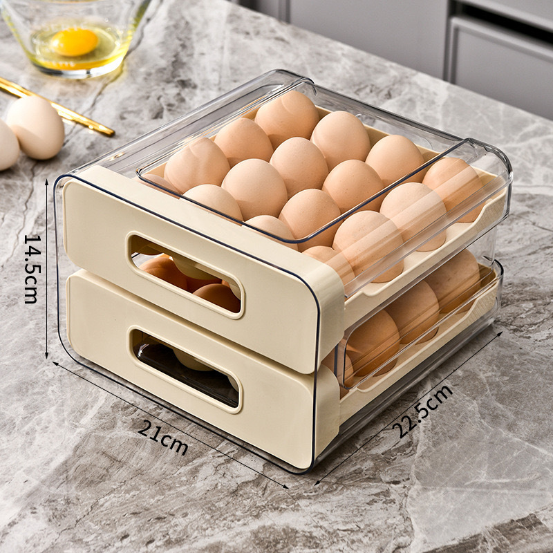 Refrigerador doméstico, caja de huevos de cocina, caja de huevos de cajón transparente, caja de preservación de huevos de cocina, gran capacidad de huevos de rotación