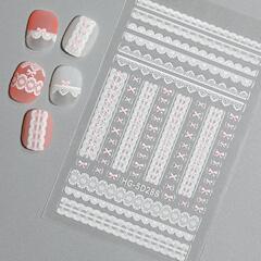 純粋な欲望レースネイルステッカージュエリー 5D レリーフ甘いクール立体黒と白のレースネイルアートステッカー HG スタイル