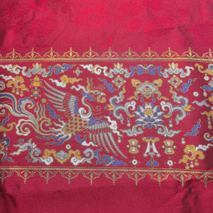 National Style Dark Red Short Makeup Flower Horse-faced Skirt Chinese Vest Cloth New Year Cheongsam Children's Wear Gold Line Jacquard Fabric