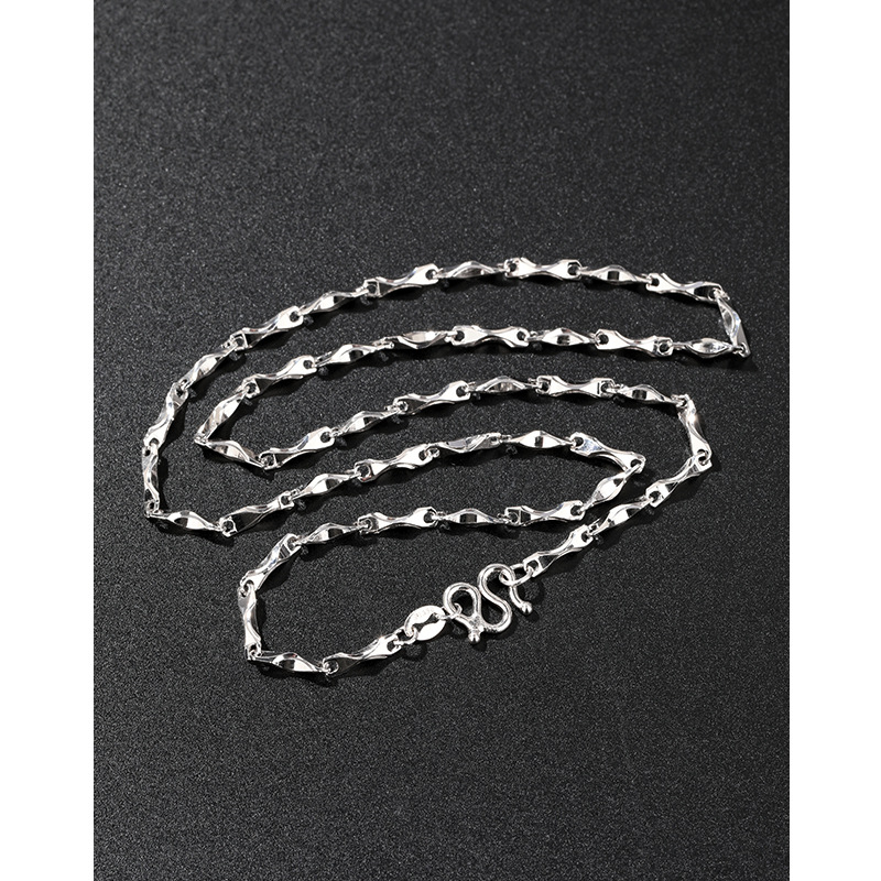 925 plata esterlina 3mm yuan collar de cadena de oro hombre sólido cadena de plata cadena de clavícula de hombre hip hop para enviar marido novio