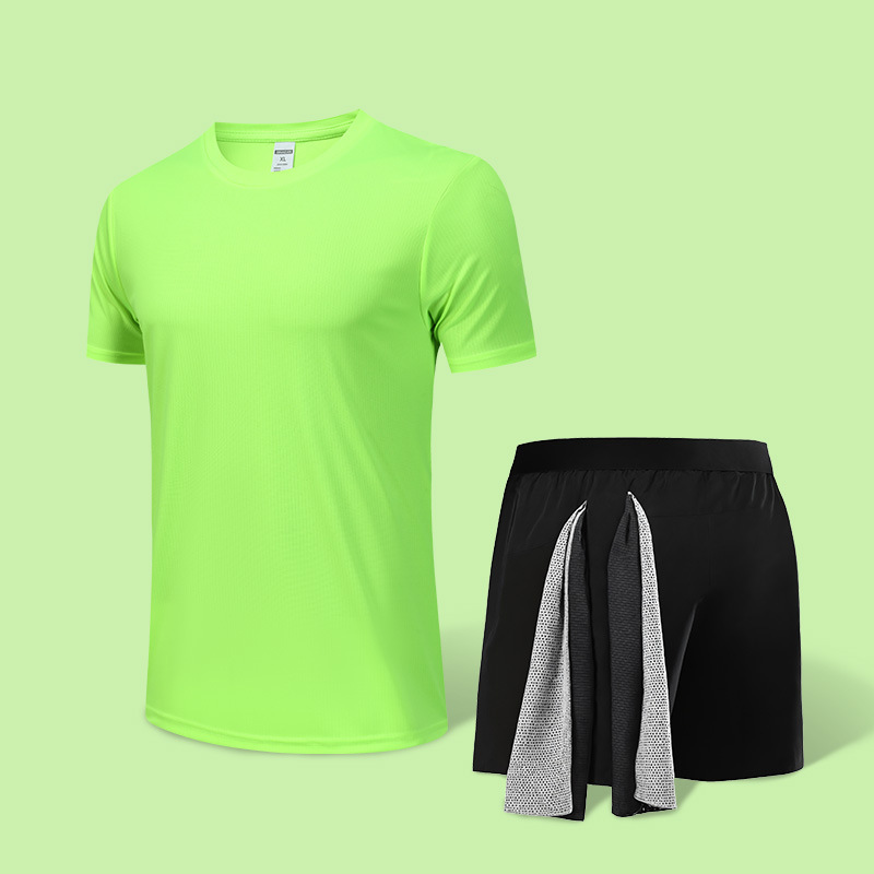 Verano transfronterizo Amazon al aire libre suelto color sólido traje de talla grande deportes y ocio cuello redondo pantalones cortos de manga corta traje de dos piezas