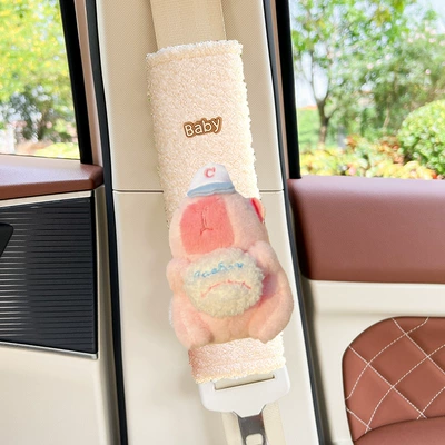 shoulder guard universal car anti-collar — Seat belt shoulder pad - cardcapibala-1-teddy-velvet-shoulder-pad
