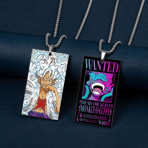 Roadmap 3 Billion Bounties Poster for the Pirate King, One Piece, Sun God Nikka, Colorful Printing, Stainless Steel Necklace Tag