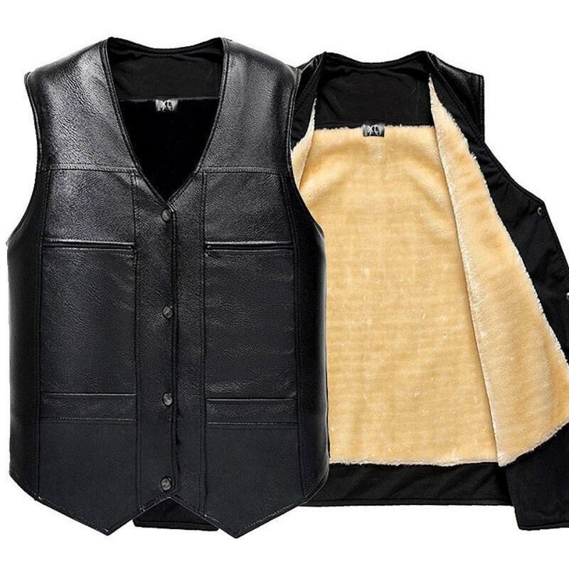 Leather Vest Men's Fur Thickeneded Autumn and Winter Middle-aged and Elderly Warm Sheepskin Daddy Wear Wool Leather Vest