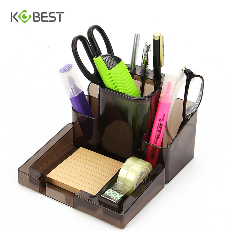 Kangbai 학생 창조적 인 문구 펜 홀더 다기능 데스크탑 저장 상자 사무실 간단한 투명한 펜 박스 랙