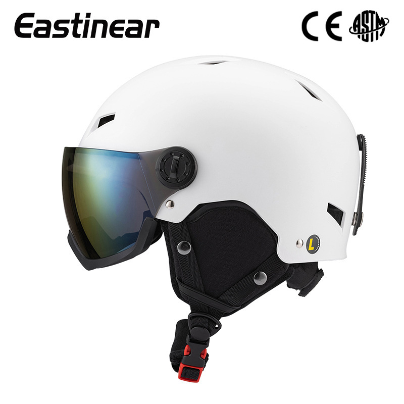 源头厂家成人运动滑雪头盔户外防风防雾一体镜片安全滑雪头盔批发