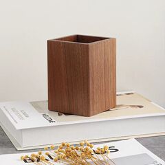 黑胡桃实木笔筒收纳创意桌面摆件北欧风格木质笔筒