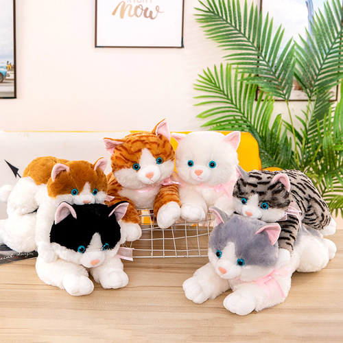 Cute and can call new companion for sleeping, plush cat teddy bear, lounging cat, simulated cat plush toy, soft toy figure.
