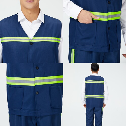 Men's and women's anti-static work clothes with double reflective strips, sanitation decoration, outdoor fishing vests, vests, cleaning and cleaning uniforms
