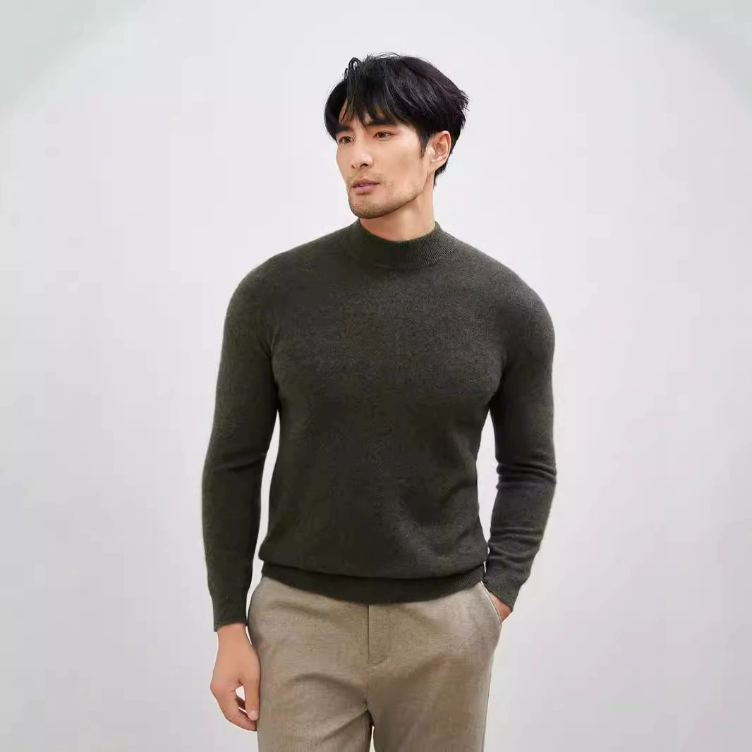 Cashmere shirt, demi-season woolen knitted sweater for leisure, high collar