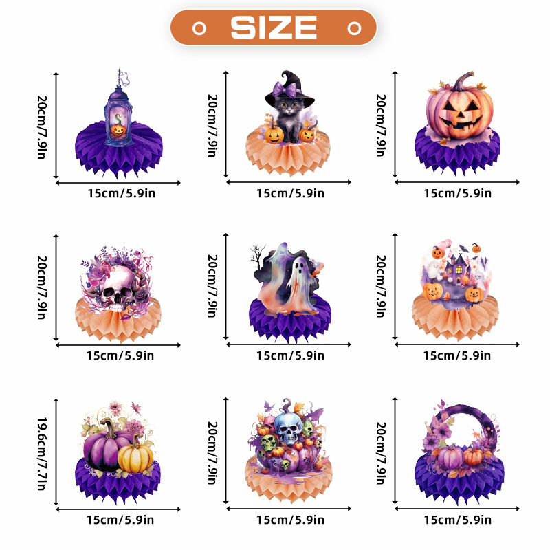 国境を越えた売れ筋スポットハロウィンハロウィンハニカムオーナメントホリデーペーパーデコレーションカボチャアレンジメント小道具|undefined